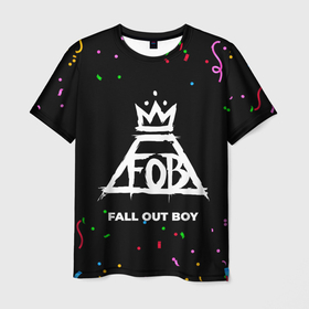 Мужская футболка 3D с принтом Fall Out Boy конфети в Кировске, 100% полиэфир | прямой крой, круглый вырез горловины, длина до линии бедер | Тематика изображения на принте: 