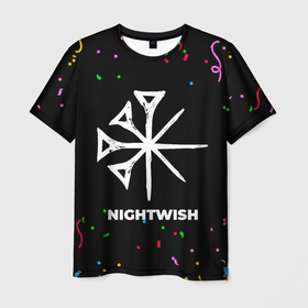 Мужская футболка 3D с принтом Nightwish конфети в Кировске, 100% полиэфир | прямой крой, круглый вырез горловины, длина до линии бедер | Тематика изображения на принте: 