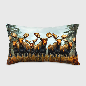 Подушка 3D антистресс с принтом Лоси в Ухте, наволочка — 100% полиэстер, наполнитель — вспененный полистирол | состоит из подушки и наволочки на молнии | 