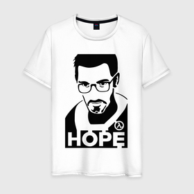 Мужская футболка хлопок с принтом Gordon Freeman   надежда в городе Новоалтайск, 100% хлопок | прямой крой, круглый вырез горловины, длина до линии бедер, слегка спущенное плечо. | 