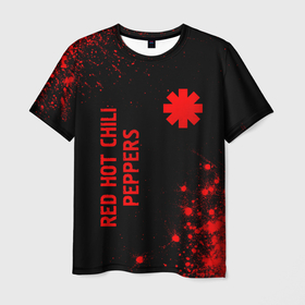 Мужская футболка 3D с принтом Red Hot Chili Peppers   red gradient вертикально в городе Новоалтайск, 100% полиэфир | прямой крой, круглый вырез горловины, длина до линии бедер | Тематика изображения на принте: 