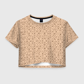 Женская футболка Crop-top 3D с принтом Телесный бежевый паттерн в городе Новоалтайск, 100% полиэстер | круглая горловина, длина футболки до линии талии, рукава с отворотами | 