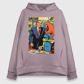 Женское худи Oversize хлопок Девушка симбиот медовая ловушка для Дональда Трампа: в городе Новоалтайск, френч-терри — 70% хлопок, 30% полиэстер. Мягкий теплый начес внутри —100% хлопок | боковые карманы, эластичные манжеты и нижняя кромка, капюшон на магнитной кнопке |