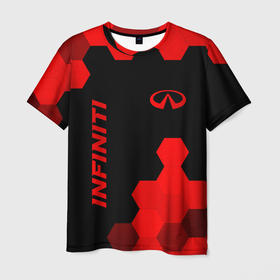 Мужская футболка 3D с принтом Infiniti   red gradient вертикально в городе Новоалтайск, 100% полиэфир | прямой крой, круглый вырез горловины, длина до линии бедер | 