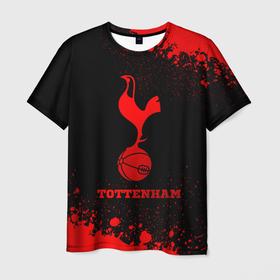 Мужская футболка 3D с принтом Tottenham   red gradient в Петрозаводске, 100% полиэфир | прямой крой, круглый вырез горловины, длина до линии бедер | Тематика изображения на принте: 