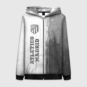 Женская толстовка 3D на молнии с принтом Atletico Madrid   white gradient по вертикали в городе Новоалтайск, 100% полиэстер | длина до линии бедра, манжеты и пояс оформлены мягкой тканевой резинкой, двухслойный капюшон со шнурком для регулировки, спереди молния, по бокам два кармана | 