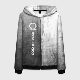 Мужская толстовка 3D на молнии с принтом God of War   grey gradient по вертикали в Ухте, 100% полиэстер | длина до линии бедра, манжеты и пояс оформлены мягкой тканевой резинкой, двухслойный капюшон со шнурком для регулировки, спереди молния, по бокам два кармана | 