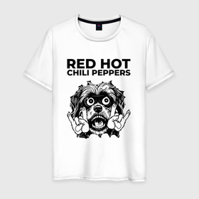 Мужская футболка хлопок с принтом Red Hot Chili Peppers   rock dog в городе Новоалтайск, 100% хлопок | прямой крой, круглый вырез горловины, длина до линии бедер, слегка спущенное плечо. | Тематика изображения на принте: 