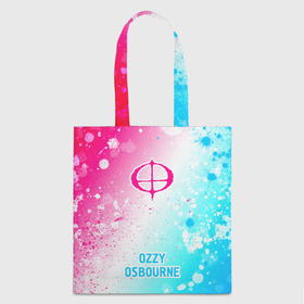 Шоппер 3D с принтом Ozzy Osbourne neon gradient style по центру в Ухте, 100% полиэстер | Плотность: 200 г/м2; Размер: 34×35 см; Высота лямок: 30 см | 