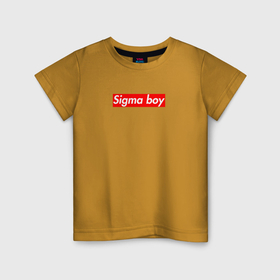 Детская футболка хлопок с принтом Сигма бой supreme style из песни мерч   тик ток мем в городе Новоалтайск, 100% хлопок | круглый вырез горловины, полуприлегающий силуэт, длина до линии бедер | 