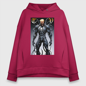 Женское худи Oversize хлопок с принтом Venom Trump collaboration   ai art fantasy в городе Новоалтайск, френч-терри — 70% хлопок, 30% полиэстер. Мягкий теплый начес внутри —100% хлопок | боковые карманы, эластичные манжеты и нижняя кромка, капюшон на магнитной кнопке | 