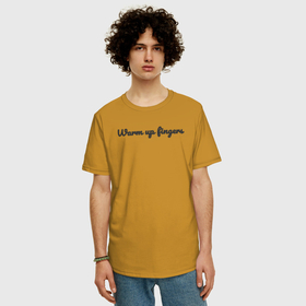 Мужская футболка хлопок Oversize с принтом Обезьяна скалолаз разминает пальцы в городе Новоалтайск, 100% хлопок | свободный крой, круглый ворот, “спинка” длиннее передней части | 