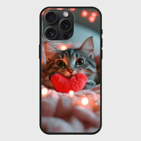 Чехол силиконовый для Apple iPhone 15 Pro Мax матовый с принтом Котик с сердечком в Ухте,  |  | 