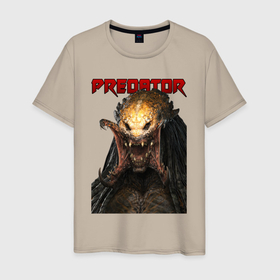 Мужская футболка хлопок с принтом Predator scream в городе Новоалтайск, 100% хлопок | прямой крой, круглый вырез горловины, длина до линии бедер, слегка спущенное плечо. | Тематика изображения на принте: 