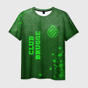 Мужская футболка 3D с принтом Club Brugge   green gradient вертикально в городе Новоалтайск, 100% полиэфир | прямой крой, круглый вырез горловины, длина до линии бедер | 