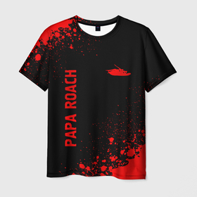 Мужская футболка 3D с принтом Papa Roach   red gradient вертикально в городе Новоалтайск, 100% полиэфир | прямой крой, круглый вырез горловины, длина до линии бедер | 