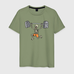 Мужская футболка хлопок с принтом Skeletor gym , 100% хлопок | прямой крой, круглый вырез горловины, длина до линии бедер, слегка спущенное плечо. | Тематика изображения на принте: 