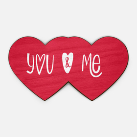 Деревянная игрушка Двойное сердце You and me red надпись