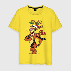 Мужская футболка хлопок с принтом Winnie the pooh   tigger , 100% хлопок | прямой крой, круглый вырез горловины, длина до линии бедер, слегка спущенное плечо. | 