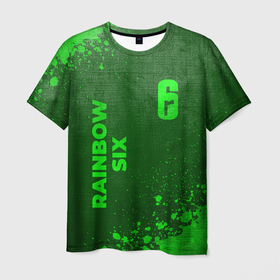 Мужская футболка 3D с принтом Rainbow Six   green gradient вертикально в городе Новоалтайск, 100% полиэфир | прямой крой, круглый вырез горловины, длина до линии бедер | 