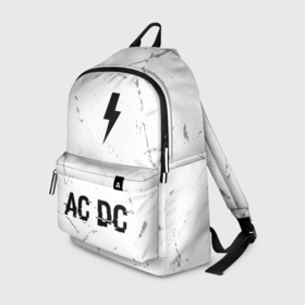 Рюкзак 3D с принтом AC DC glitch на светлом фоне по центру , 100% полиэстер | лямки с регулируемой длиной, сверху петелька, чтобы рюкзак можно было повесить на вешалку. Основное отделение закрывается на молнию, как и внешний карман. Внутри два дополнительных кармана, один из которых закрывается на молнию. По бокам два дополнительных кармашка | Тематика изображения на принте: 