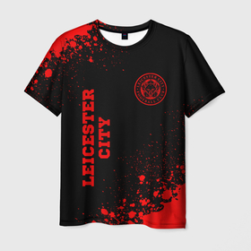 Мужская футболка 3D с принтом Leicester City   red gradient вертикально в городе Новоалтайск, 100% полиэфир | прямой крой, круглый вырез горловины, длина до линии бедер | 