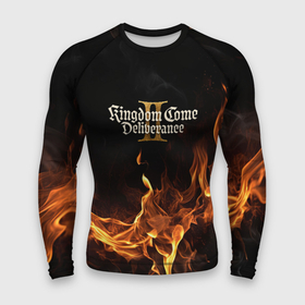 Мужской рашгард 3D с принтом Kingdom Come Deliverance 2 лого и огонь в городе Новоалтайск,  |  | Тематика изображения на принте: 