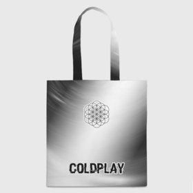 Шоппер 3D с принтом Coldplay glitch на светлом фоне по центру в городе Новоалтайск, 100% полиэстер | Плотность: 200 г/м2; Размер: 34×35 см; Высота лямок: 30 см | 
