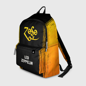 Рюкзак 3D с принтом Led Zeppelin   gold gradient по центру в Ухте, 100% полиэстер | лямки с регулируемой длиной, сверху петелька, чтобы рюкзак можно было повесить на вешалку. Основное отделение закрывается на молнию, как и внешний карман. Внутри два дополнительных кармана, один из которых закрывается на молнию. По бокам два дополнительных кармашка | 