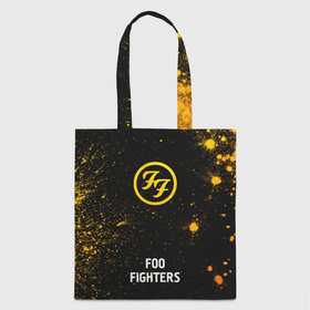 Шоппер 3D с принтом Foo Fighters   gold gradient по центру в Петрозаводске, 100% полиэстер | Плотность: 200 г/м2; Размер: 34×35 см; Высота лямок: 30 см | 