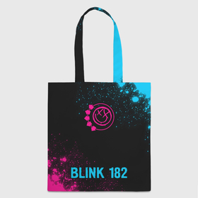 Шоппер 3D с принтом Blink 182   neon gradient по центру в Ухте, 100% полиэстер | Плотность: 200 г/м2; Размер: 34×35 см; Высота лямок: 30 см | 