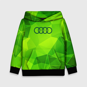 Детская толстовка 3D с принтом Audi green poly в Петрозаводске, 100% полиэстер | двухслойный капюшон со шнурком для регулировки, мягкие манжеты на рукавах и по низу толстовки, спереди карман-кенгуру с мягким внутренним слоем | Тематика изображения на принте: 