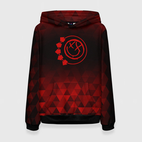 Женская толстовка 3D с принтом Blink 182 red poly в Ухте, 100% полиэстер  | двухслойный капюшон со шнурком для регулировки, мягкие манжеты на рукавах и по низу толстовки, спереди карман-кенгуру с мягким внутренним слоем. | 