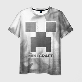 Мужская футболка 3D с принтом Minecraft   white gradient в городе Новоалтайск, 100% полиэфир | прямой крой, круглый вырез горловины, длина до линии бедер | Тематика изображения на принте: 