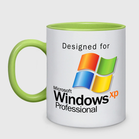Кружка двухцветная с принтом Предназначен для windows xp в Новосибирске, керамика | объем — 330 мл, диаметр — 80 мм. Цветная ручка и кайма сверху, в некоторых цветах — вся внутренняя часть | 