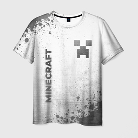 Мужская футболка 3D с принтом Minecraft   white gradient вертикально в городе Новоалтайск, 100% полиэфир | прямой крой, круглый вырез горловины, длина до линии бедер | Тематика изображения на принте: 