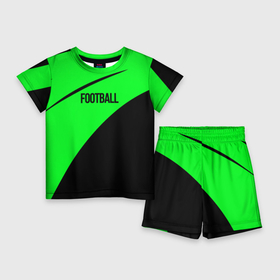 Детский костюм с шортами 3D с принтом Football чёрно зелёный в Ухте,  |  | 