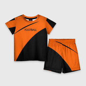 Детский костюм с шортами 3D с принтом Football оранжево чёрный в Ухте,  |  | 