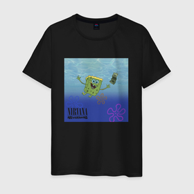 Мужская футболка хлопок с принтом Nirvana nevermind   Губка боб обложка альбома в городе Новоалтайск, 100% хлопок | прямой крой, круглый вырез горловины, длина до линии бедер, слегка спущенное плечо. | 