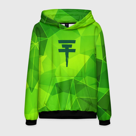 Мужская толстовка 3D с принтом Tokio Hotel green poly в Петрозаводске, 100% полиэстер | двухслойный капюшон со шнурком для регулировки, мягкие манжеты на рукавах и по низу толстовки, спереди карман-кенгуру с мягким внутренним слоем. | Тематика изображения на принте: 