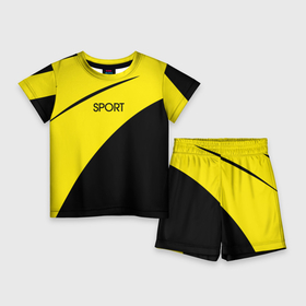 Детский костюм с шортами 3D с принтом Sport жёлто чёрный двуцветный в Ухте,  |  | 