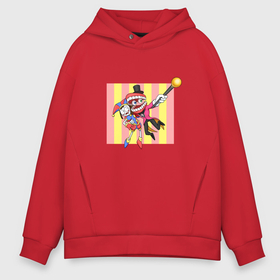 Мужское худи Oversize хлопок с принтом Удивительный цифровой цирк Помни и Кейн в полоску в городе Новоалтайск, френч-терри — 70% хлопок, 30% полиэстер. Мягкий теплый начес внутри —100% хлопок | боковые карманы, эластичные манжеты и нижняя кромка, капюшон на магнитной кнопке | Тематика изображения на принте: 