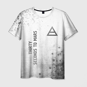 Мужская футболка 3D с принтом Thirty Seconds to Mars   white gradient вертикально в городе Новоалтайск, 100% полиэфир | прямой крой, круглый вырез горловины, длина до линии бедер | 