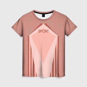 Женская футболка 3D с принтом Sport пыльно розовый в Ухте, 100% полиэфир ( синтетическое хлопкоподобное полотно) | прямой крой, круглый вырез горловины, длина до линии бедер | 