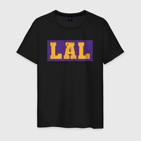 Мужская футболка хлопок с принтом Lakers basketball в Ухте, 100% хлопок | прямой крой, круглый вырез горловины, длина до линии бедер, слегка спущенное плечо. | Тематика изображения на принте: 