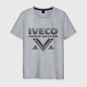 Мужская футболка хлопок с принтом Iveco дальнобойщик в городе Новоалтайск, 100% хлопок | прямой крой, круглый вырез горловины, длина до линии бедер, слегка спущенное плечо. | 