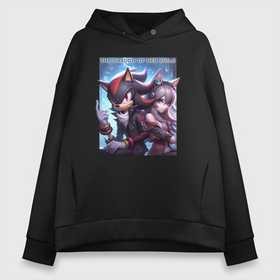 Женское худи Oversize хлопок с принтом Shadow and Maria   ai art в городе Новоалтайск, френч-терри — 70% хлопок, 30% полиэстер. Мягкий теплый начес внутри —100% хлопок | боковые карманы, эластичные манжеты и нижняя кромка, капюшон на магнитной кнопке | 