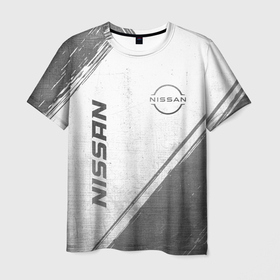 Мужская футболка 3D с принтом Nissan   white gradient вертикально в городе Новоалтайск, 100% полиэфир | прямой крой, круглый вырез горловины, длина до линии бедер | 