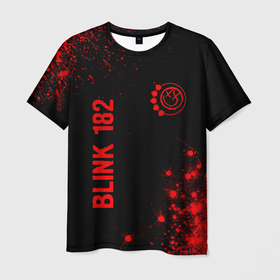 Мужская футболка 3D с принтом Blink 182   red gradient вертикально в Ухте, 100% полиэфир | прямой крой, круглый вырез горловины, длина до линии бедер | 