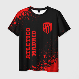 Мужская футболка 3D с принтом Atletico Madrid   red gradient вертикально в городе Новоалтайск, 100% полиэфир | прямой крой, круглый вырез горловины, длина до линии бедер | Тематика изображения на принте: 